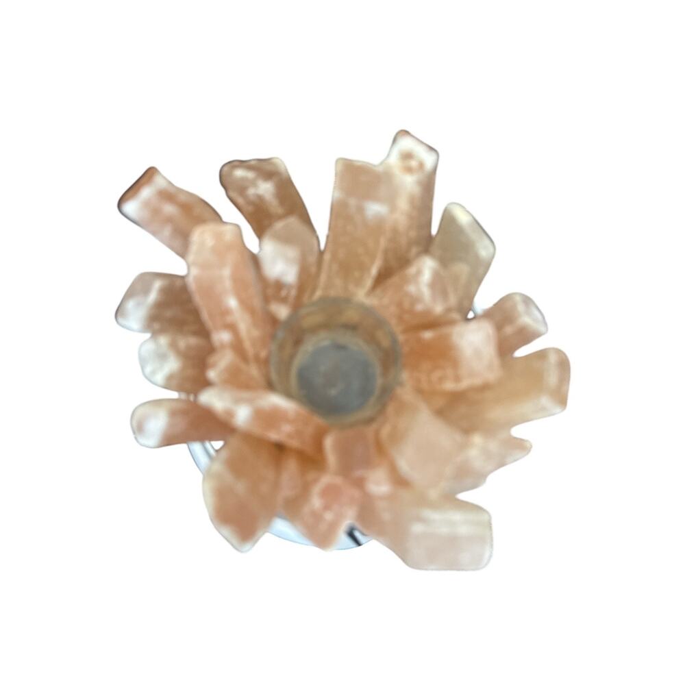 Peach Selenite Crystal Cluster Tea Light Candle Holder - Picture 4 of 8